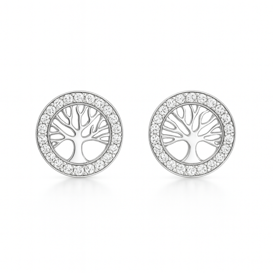 BRINCO ARVORE DA VIDA EM PRATA 925 COM ZIRCONIAS