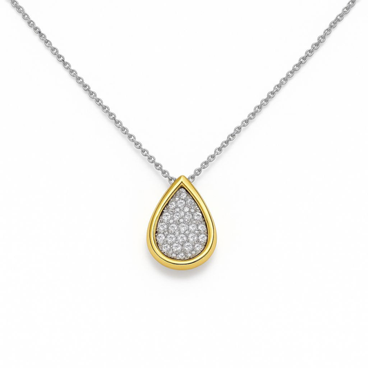 COLAR EM PRATA 925 COM ZIRCONIAS GOTA BICOLOR