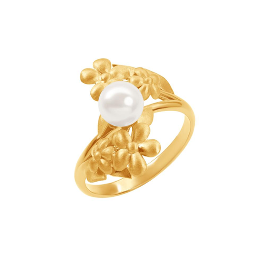 ANEL EM PRATA 925% DOURADA EUGÉNIO CAMPOS COM PÉROLA 3.20GR