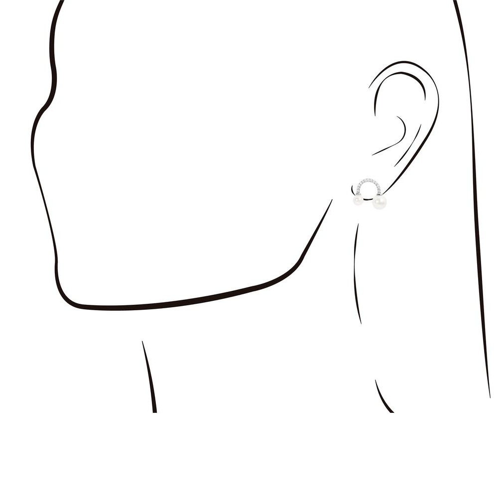 BRINCOS EUGÉNIO CAMPOS EM PRATA 925% COM ZIRCÓNIAS E PÉROLAS