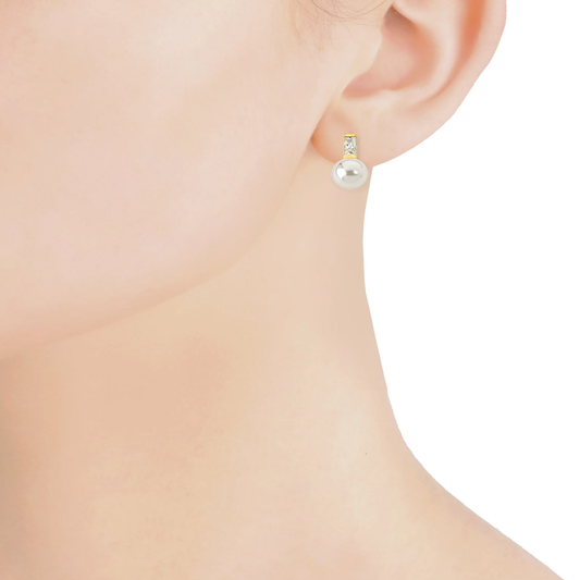 BRINCOS MAJORICA PRATA 925 DOURADA PERLOS BRANCAS 12264.01.1.000.01.1