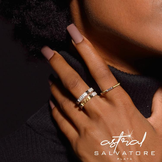 ANEL SALVATORE EM PRATA 925% DOURADA C/ ZIRCONIA