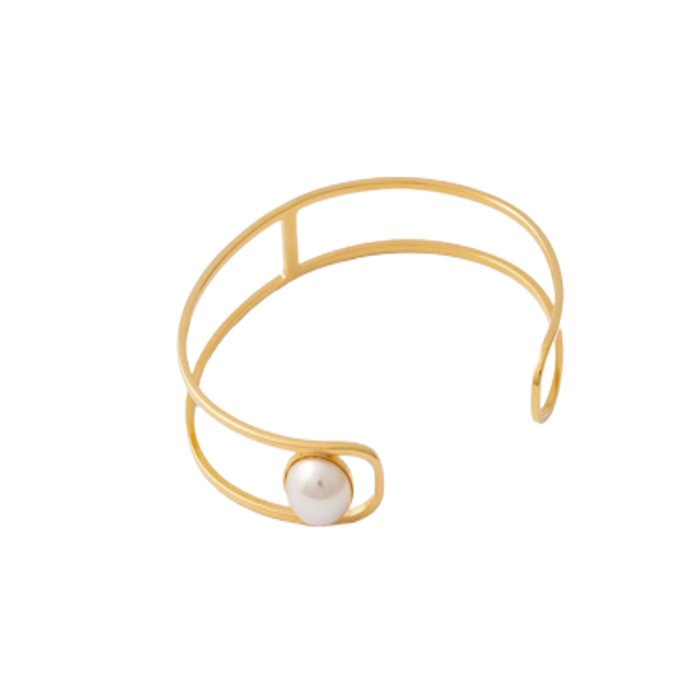 PULSEIRA MAJORICA ATENEA PRATA 925% DOURADA C/ PEROLA 10MM