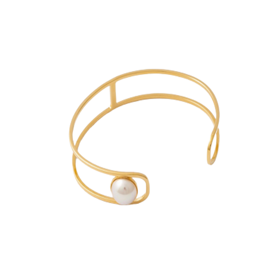 PULSEIRA MAJORICA ATENEA PRATA 925% DOURADA C/ PEROLA 10MM