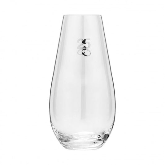 JARRA VIDRO LARGA BODAS 25 ANOS PRATA