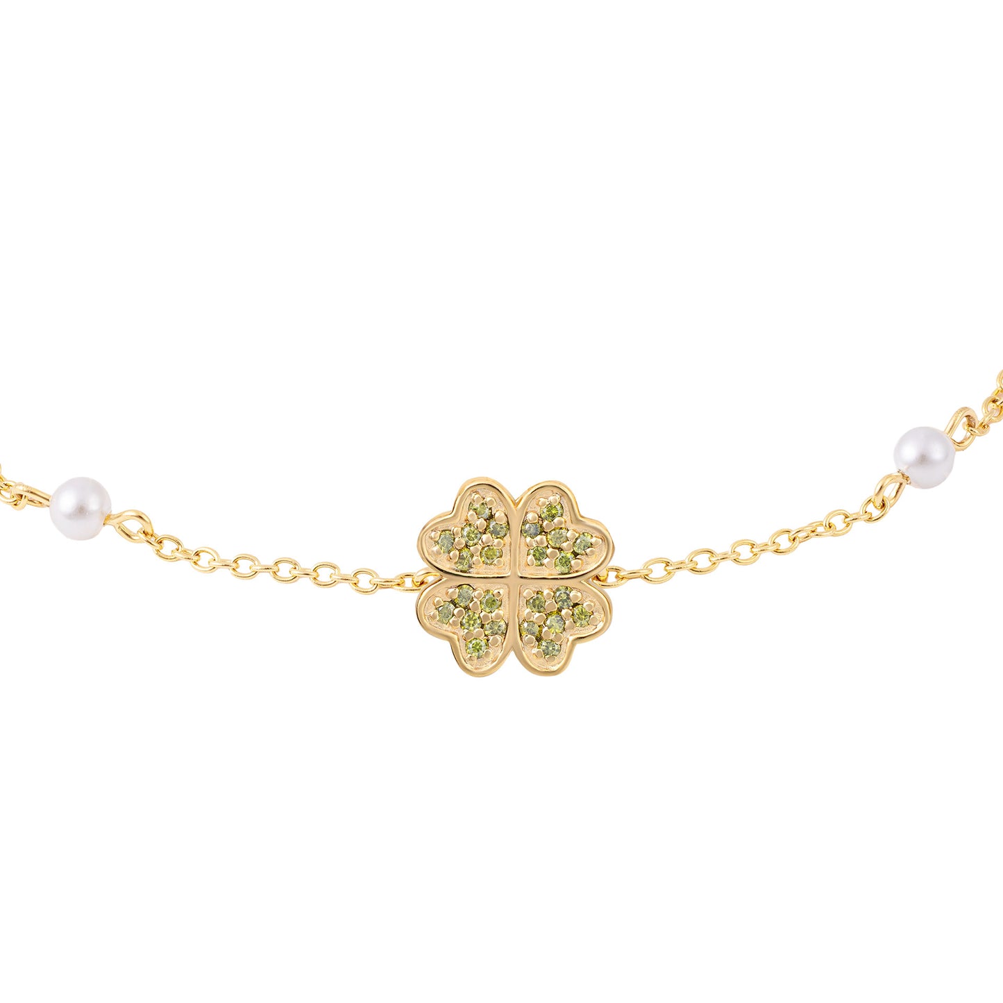 PULSEIRA UNIKE EM PRATA 925% FUN CLOVER GOLDEN
