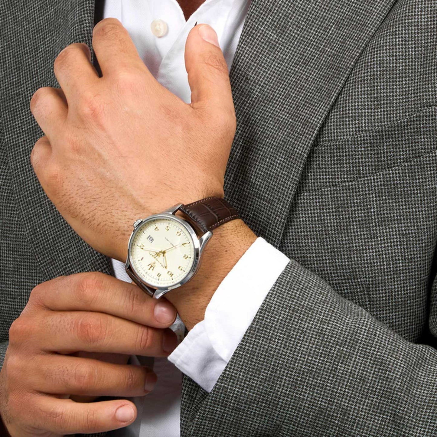 RELÓGIO MASERATI SORPASSO 42MM 3H IVORY DIAL BROWN