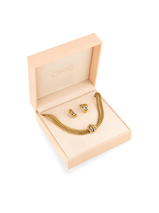 SET COLAR & BRINCOS ONE STELLA GOLD