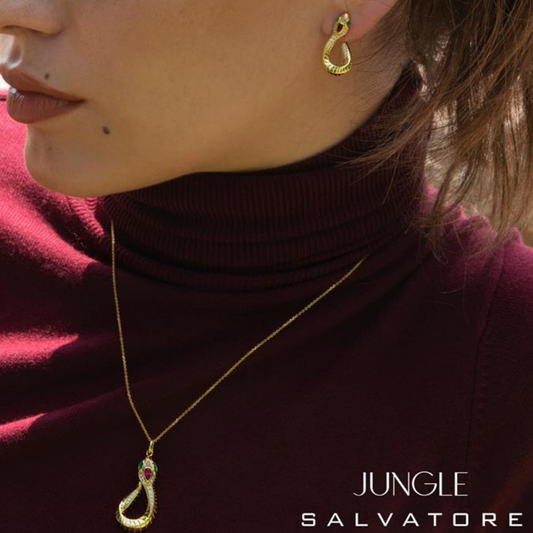 BRINCOS SALVATORE EM PRATA 925% DOURADA C/ ZIRCONIA