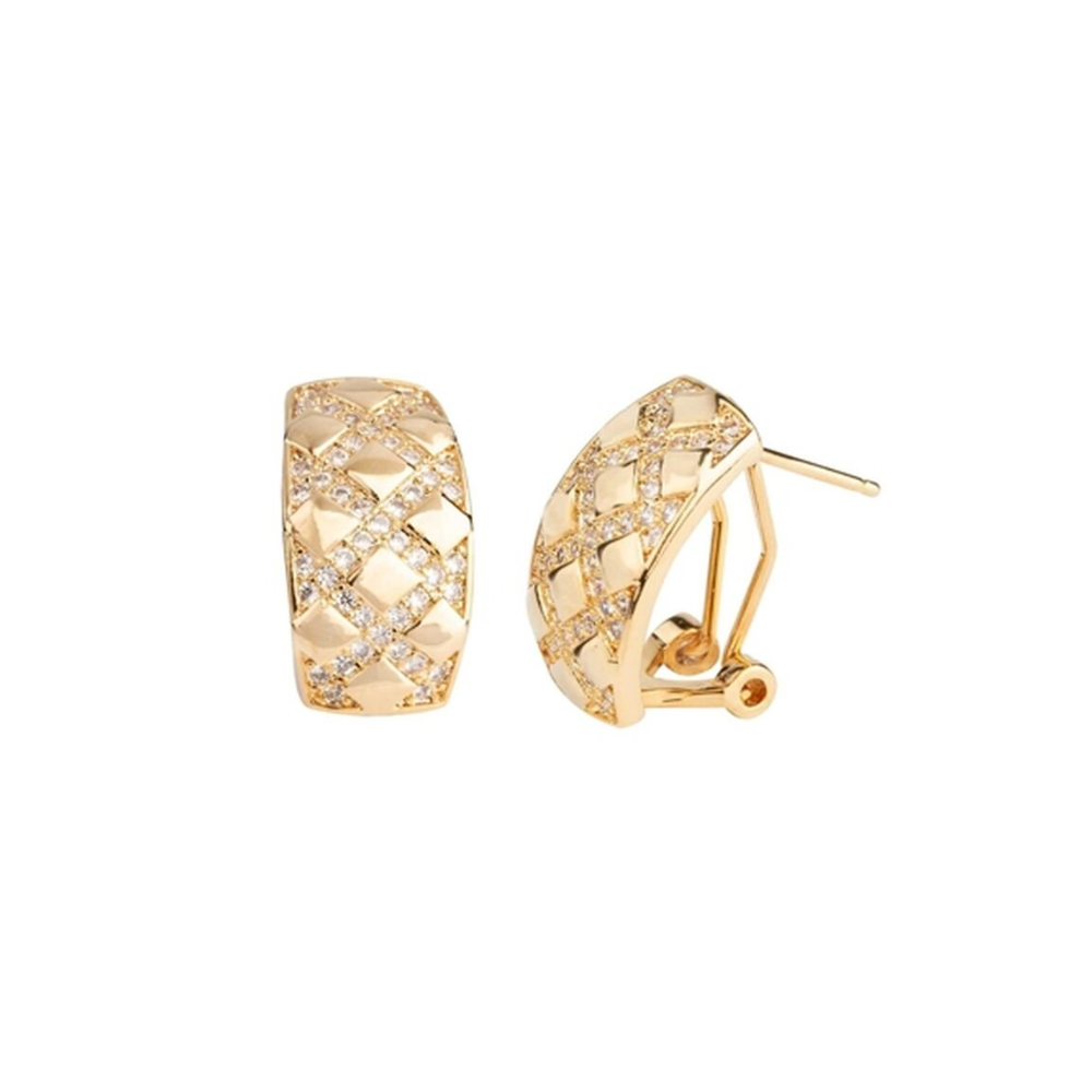 BRINCOS VIDAL & VIDAL EM BRONZE COM ZIRCÓNIAS BANHADO A OURO 18KT