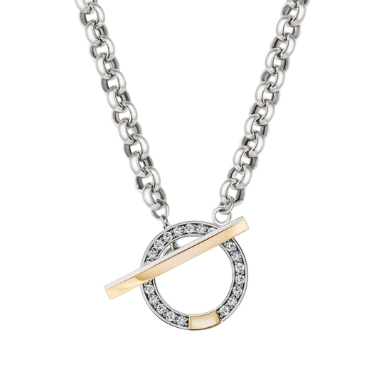 COLAR TASHI MEMÓRIA BRANCO EM PRATA 925% E OURO 175 COM ZIRCÓNIAS