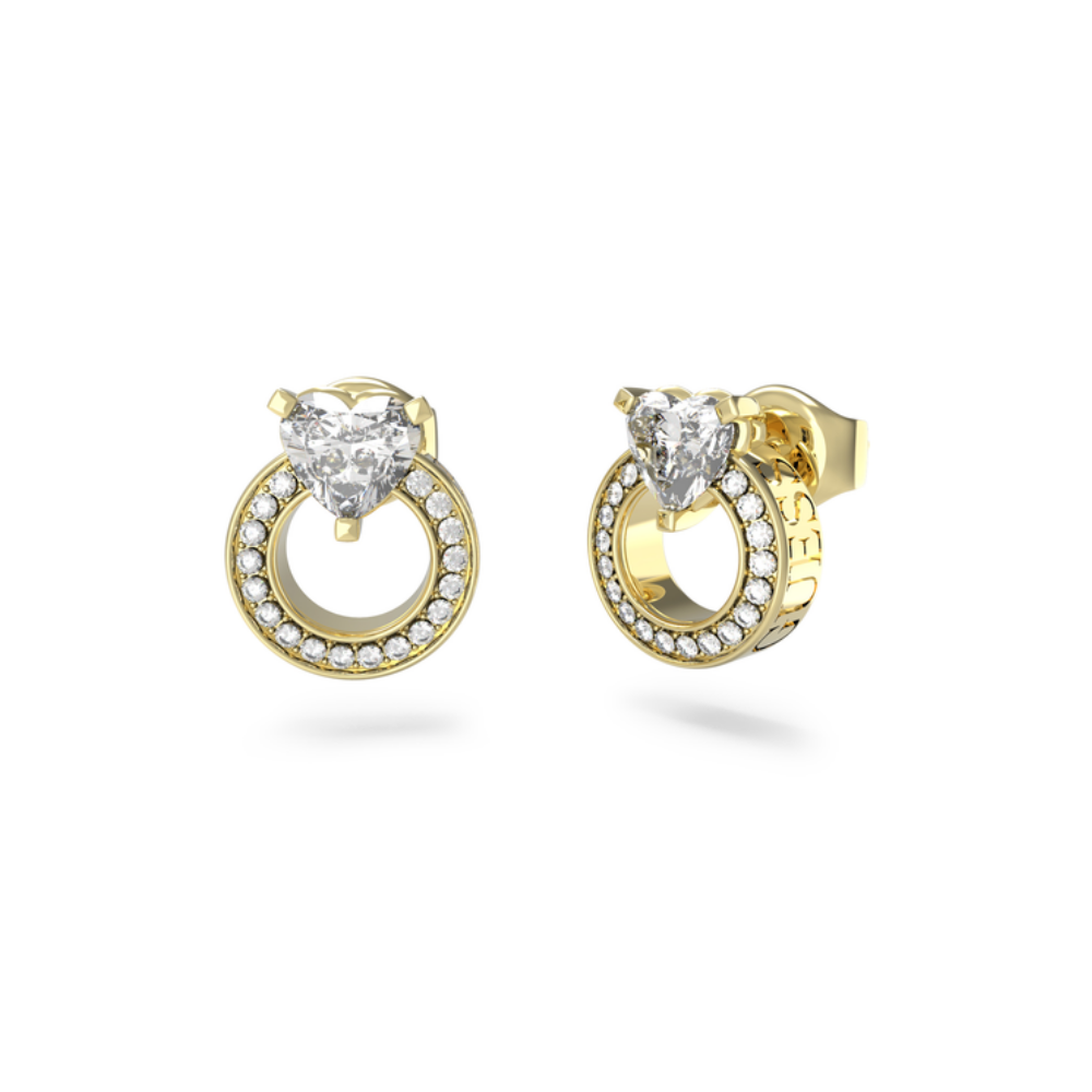 BRINCOS GUESS EM AÇO DOURADO COM ZIRCÓNIAS