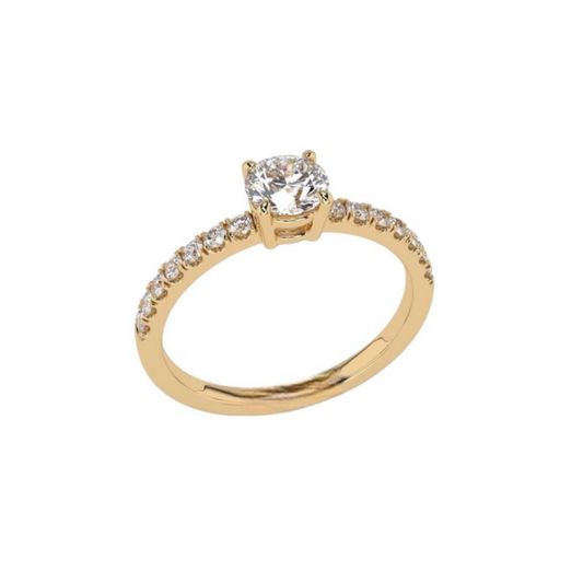 ANEL EM OURO 19,2K C/ ZIRCONIAS