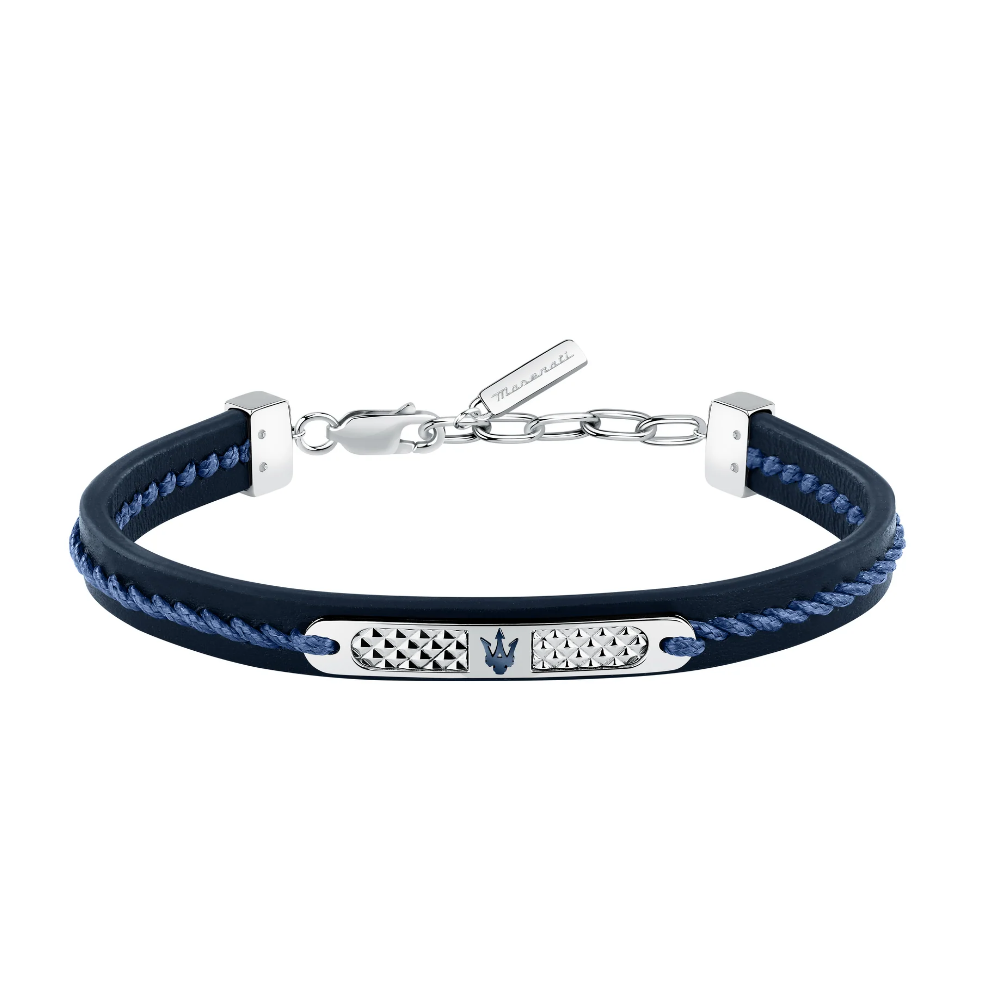 PULSEIRA MASERATI E AÇO E PELE AZUL
