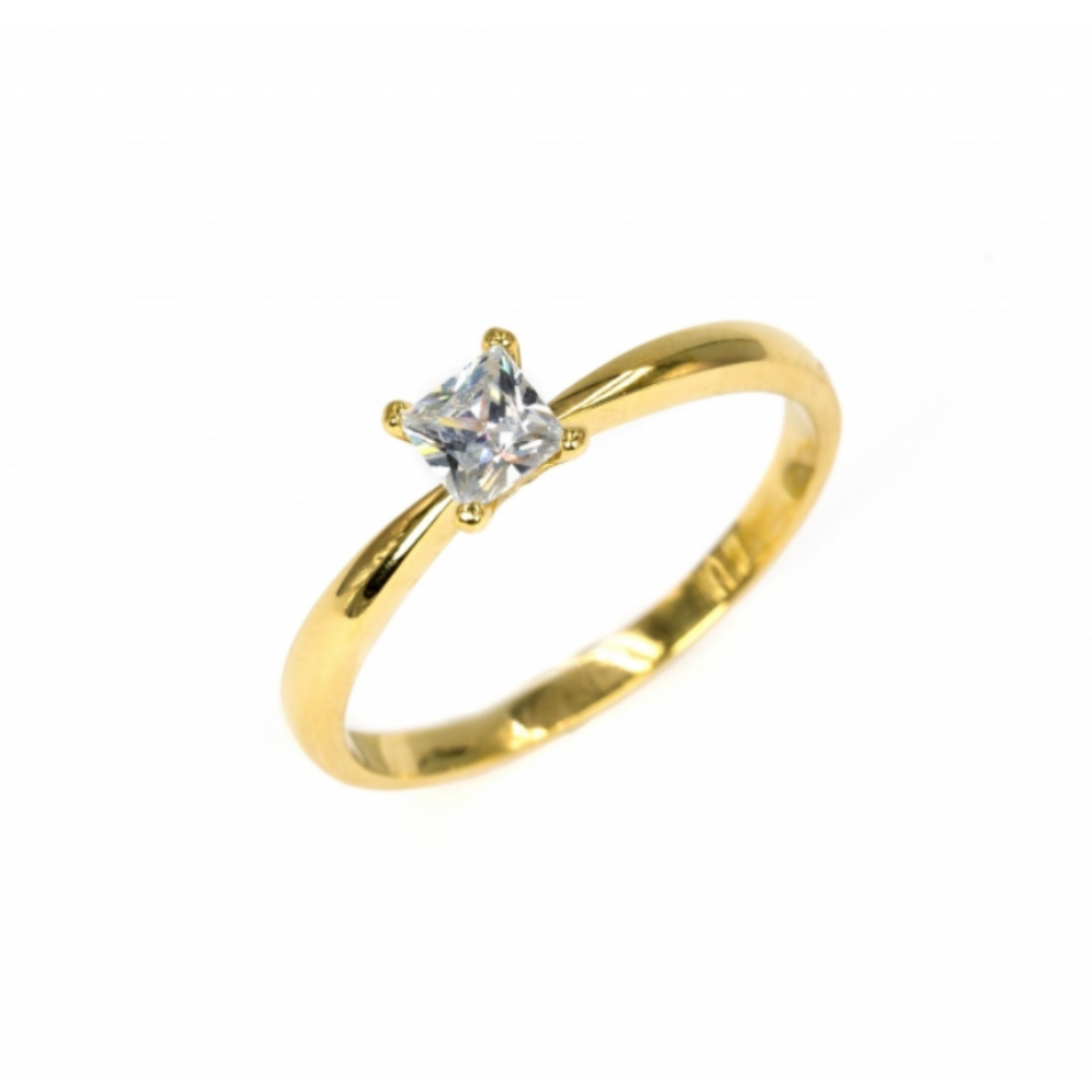 ANEL SOLITÁRIO EM OURO COM ZIRCÓNIAS