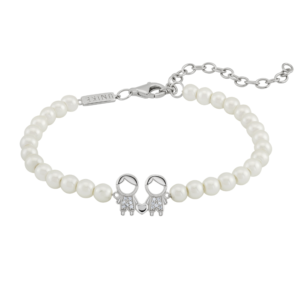 PULSEIRA UNIKE BOY & BOY PEARLS EM PRATA 925% COM PÉROLAS E ZIRCÓNIAS