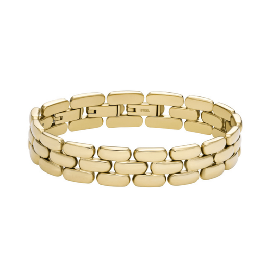 PULSEIRA FOSSIL EM AÇO DOURADO "JF04784710"