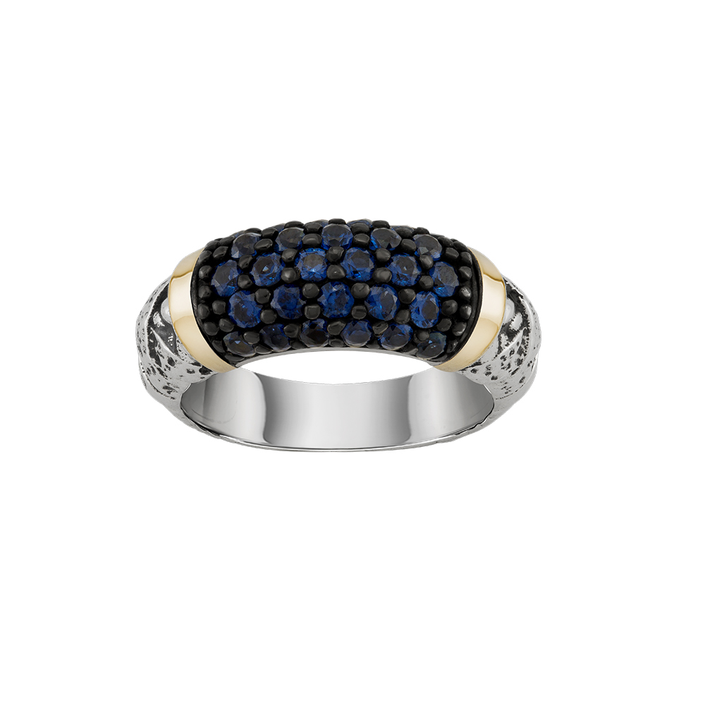 ANEL TASHI BY ME AZUL EM PRATA 925% E OURO 375 COM ZIRCÓNIAS