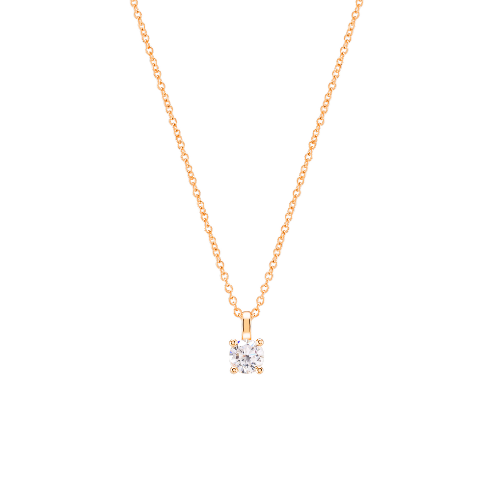 COLAR UNIKE MIA ROSE SOLITAIRE EM PRATA 925% COM ZIRCÓNIAS "UK.CL.1204.0258"