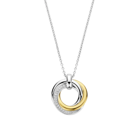 COLAR TI SENTO EM PRATA 925% BICOLOR COM ZIRCÓNIAS