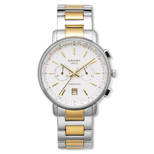 RELÓGIO CAUNY LEGACY MOSTRADOR BRANCO E DOURADO
