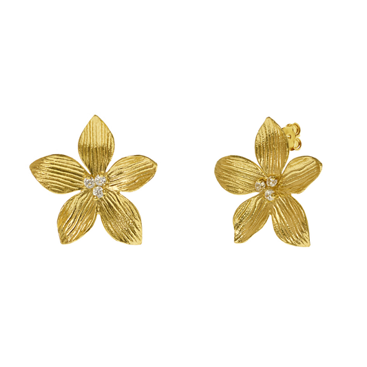 BRINCOS EUGENIO CAMPOS EM PRATA 925% DORADA C/ ZIRCONIAS