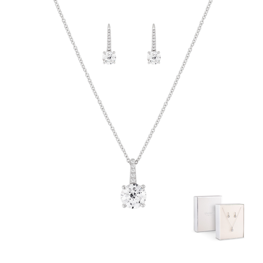 CONJUNTO UNIKE EM PRATA 925% COM ZIRCÓNIAS