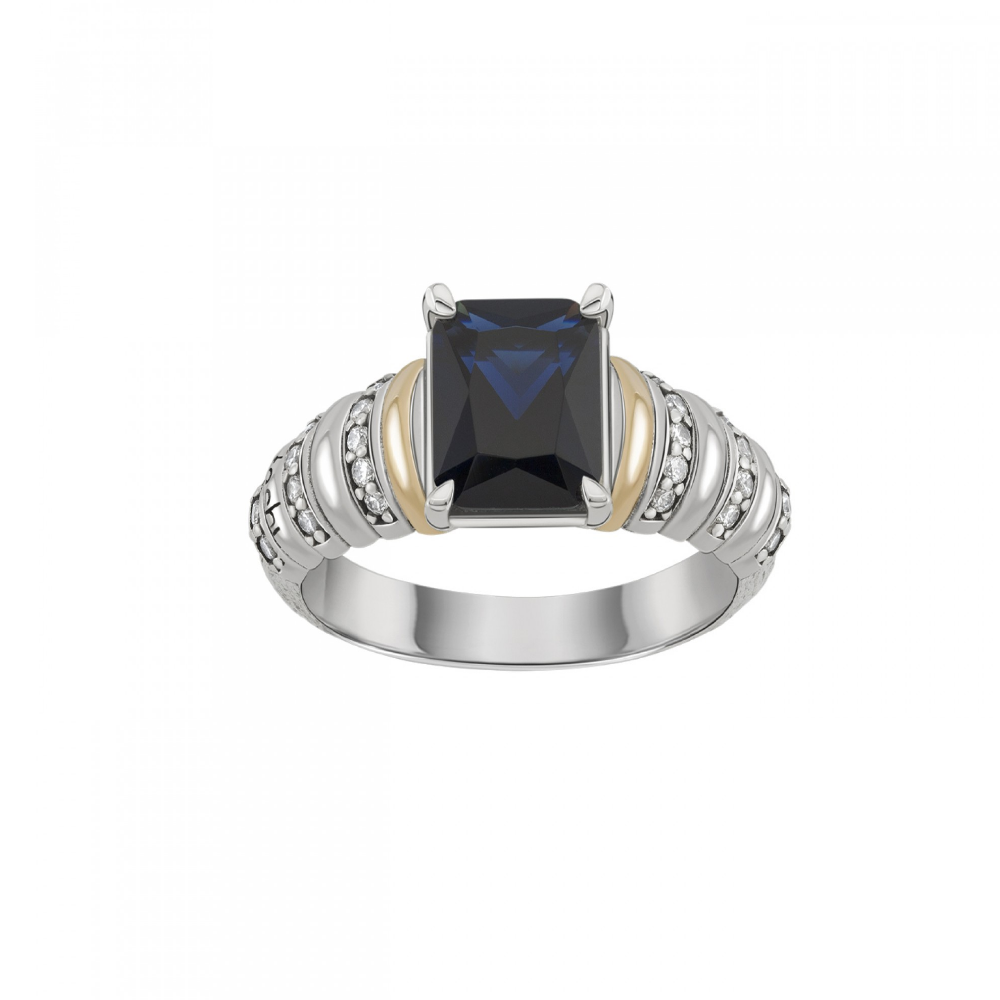 ANEL TASHI EM PRATA 925 E OURO 375 COTE D'AZUR AZUL SAFIRA   T16