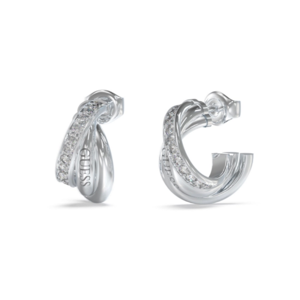 BRINCOS GUESS EM AÇO PRATEADO COM ZIRCÓNIAS "JUBE04066JWRHT-U"