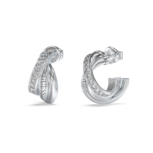 BRINCOS GUESS EM AÇO PRATEADO COM ZIRCÓNIAS "JUBE04066JWRHT-U"