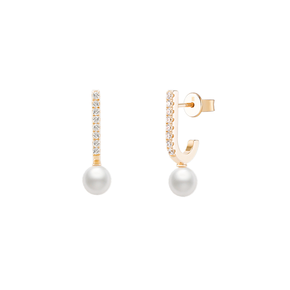 BRINCOS UNIKE EM PRATA 925% PEARLS SHINY GOLD II