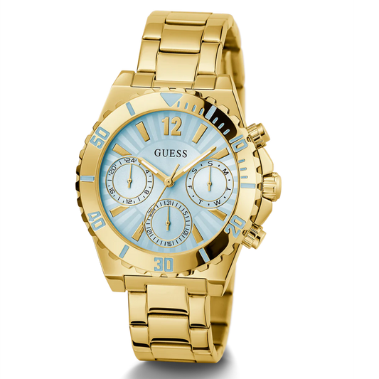 RELÓGIO GUESS DOURADO MOSTRADOR TURQUESA "GW0696L2"