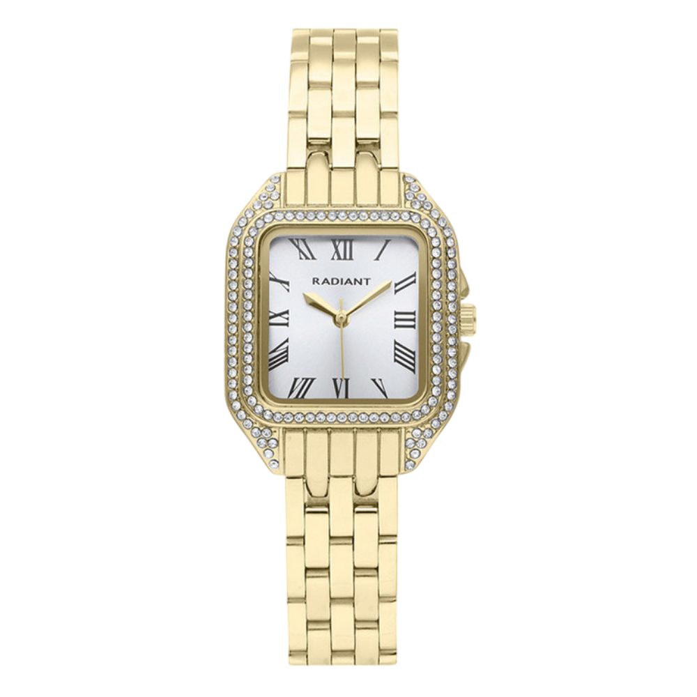 RELOGO RADIANT DOURADO RA658202 MOST. CINZA C/ PEDRAS NA CAIXA