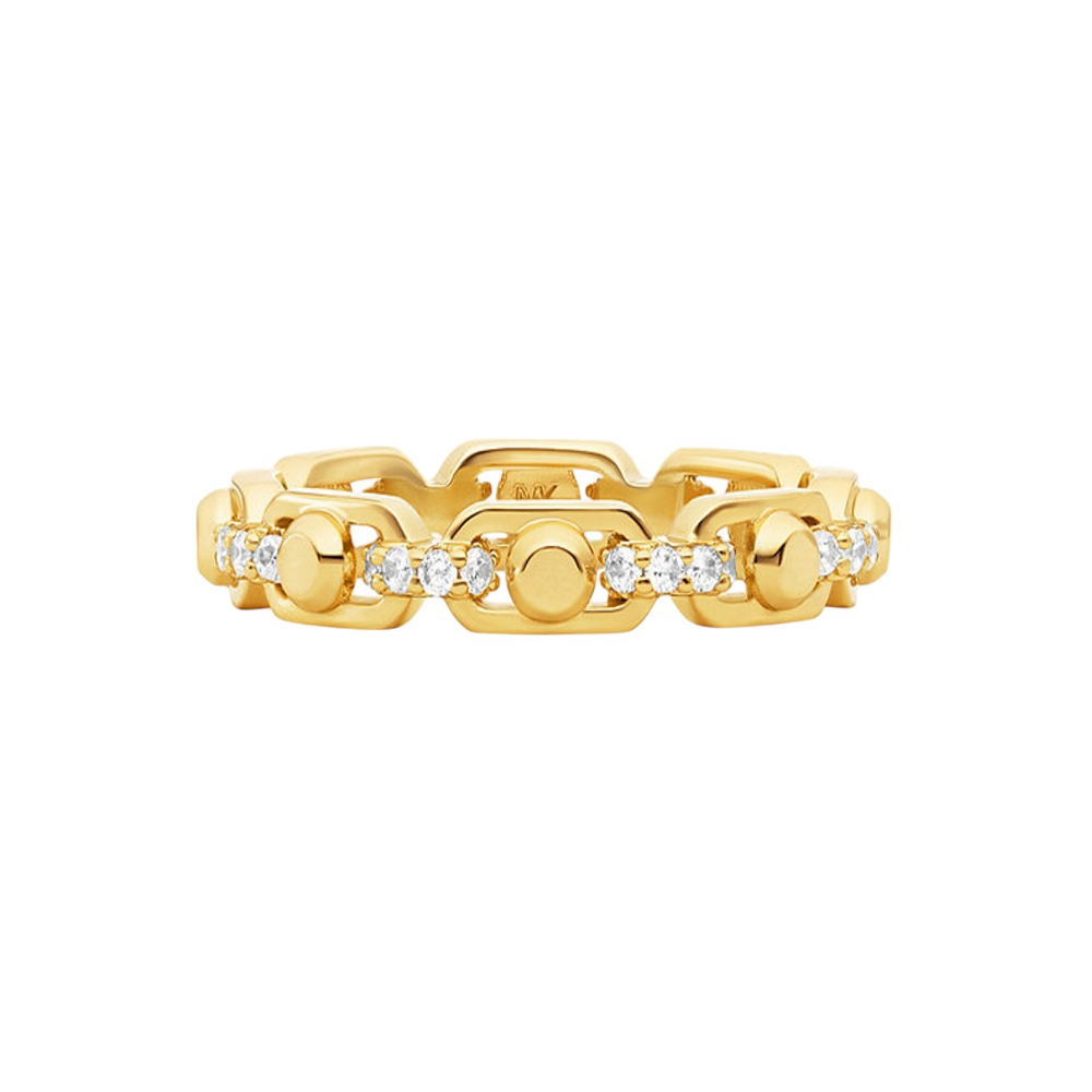 ANEL MICHAEL KORS EM PRATA 925% COM ZIRCÓNIAS PLAQUEADO A OURO