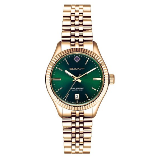 RELÓGIO GANT EM AÇO DOURADO SUSSEX DIAL VERDE
