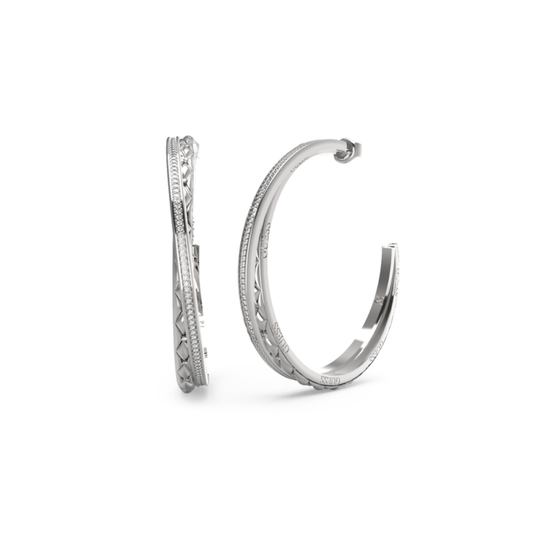 ARGOLAS GUESS EM AÇO PRATEADO COM ZIRCÓNIAS