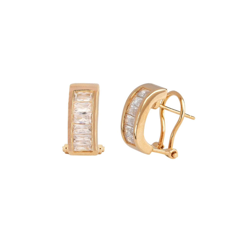 BRINCOS VIDAL & VIDAL EM BRONZE BANHADO A OURO DE 18KT COM ZIRCÓNIAS