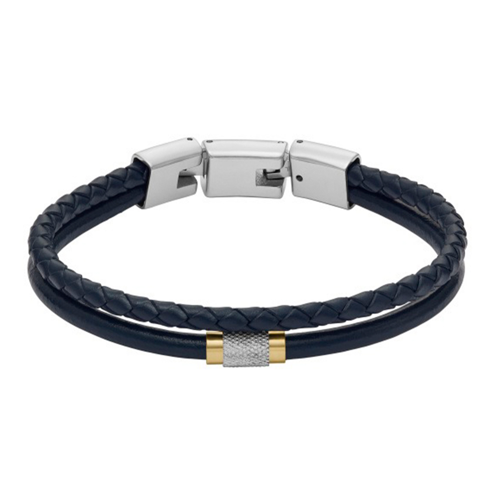 PULSEIRA FOSSIL EM PELE AZUL E AÇO "JF04703998"