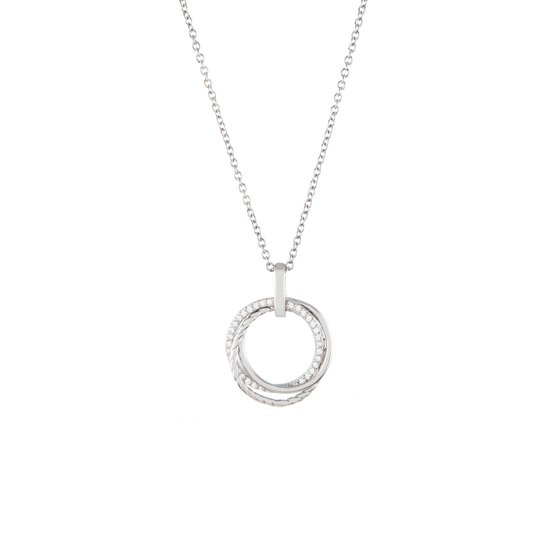 COLAR UNIKE CLASSY CIRCLE II EM PRATA 925% COM ZIRCÓNIAS "UK.CL.1204.0032"
