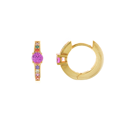 BRINCOS SALVATORE EM PRATA 925 DOURADA COM CITRINOS MULTICOLOR