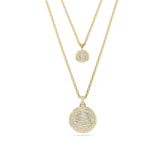 Colar duplo Swarovski layered Sublima Branco, Lacado a dourado