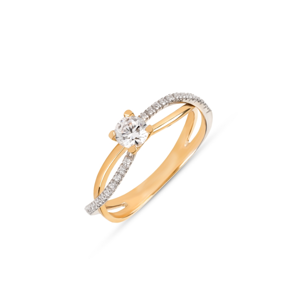 ANEL EM OURO 19.2K COM ZIRCÓNIAS