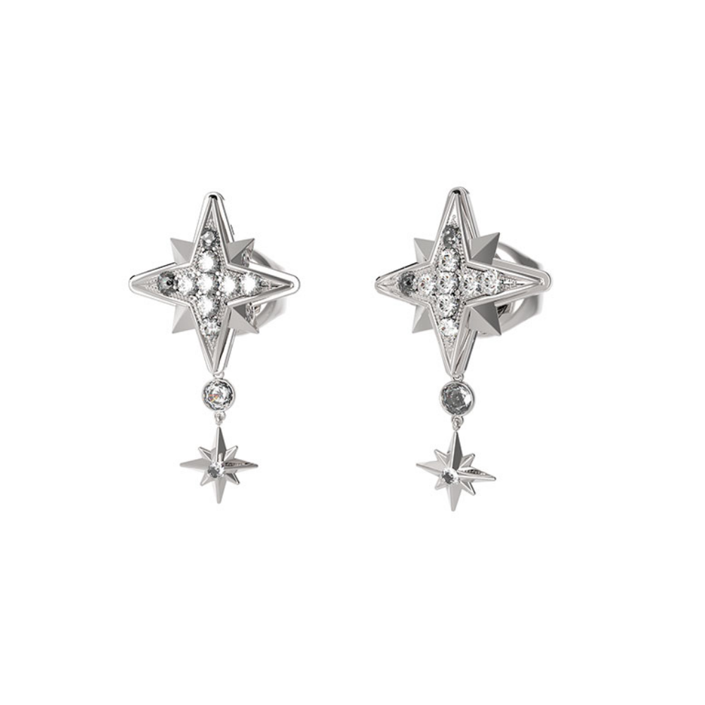 BRINCOS GUESS IN THE SKY EM AÇO COM ZIRCÓNIAS "JUBE03327JWRHT-U"