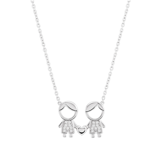 COLAR UNIKE MEANINGFUL BOY & BOY EM PRATA 925% COM ZIRCÓNIAS "UK.CL.1110.0008"