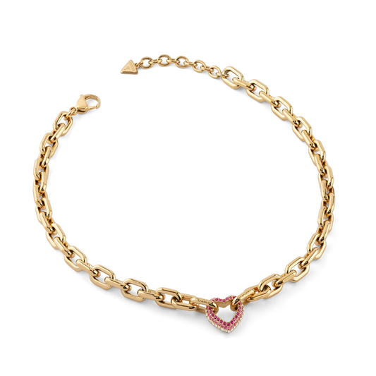 COLAR GUESS GU BELOVED EM AÇO DOURADO C/ ZIRCONIAS