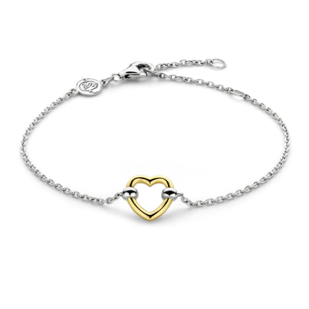 PULSEIRA TI SENTO EM PRATA 925% BICOLOR CORAÇÃO