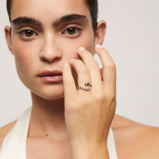 ANEL VIDAL & VIDAL EM BRONZE COM BANHO DE OURO 18K
