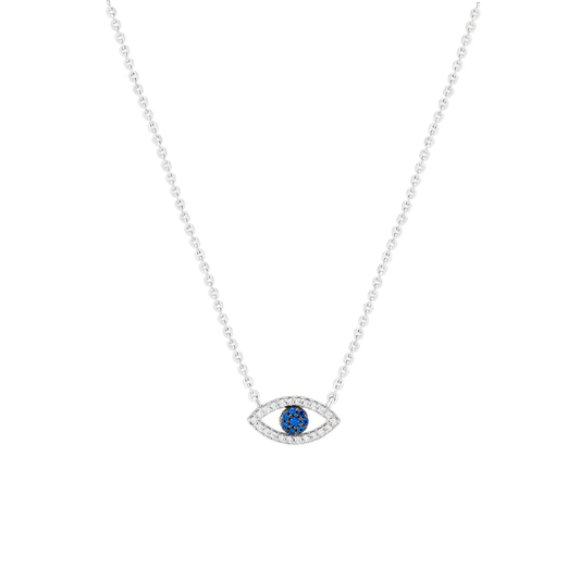 COLAR UNIKE MEANINGFUL BLUE EYE EM PRATA 925% COM ZIRCÓNIAS "UK.CL.1205.0049"
