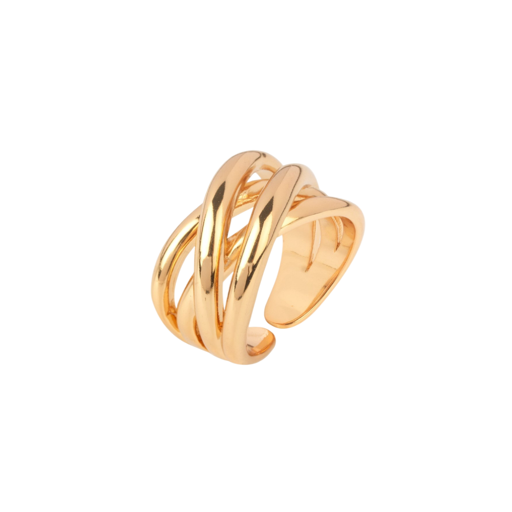 ANEL VIDAL & VIDAL EM BRONZE COM BANHO DE OURO 18K