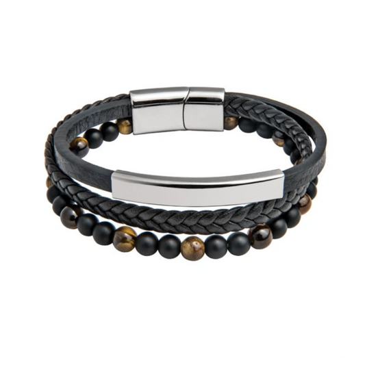 PULSEIRA HASSU TRIPLA BOLAS NATURAL STONE